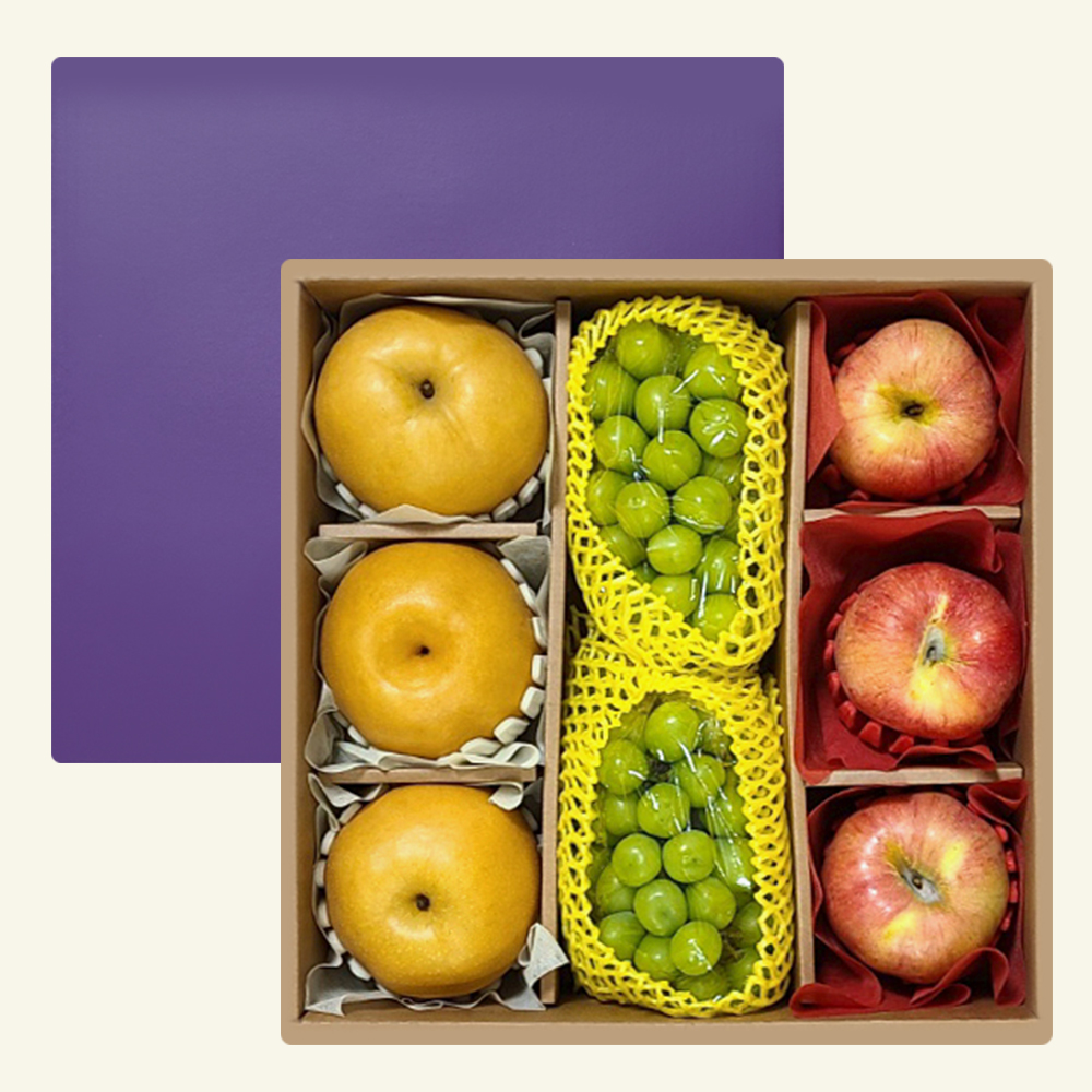 [선물세트] 명품/알찬 혼합과일 (15일 첫 출고) - [2] 명품 사과/배/샤인머스켓 세트 4.6kg 이내