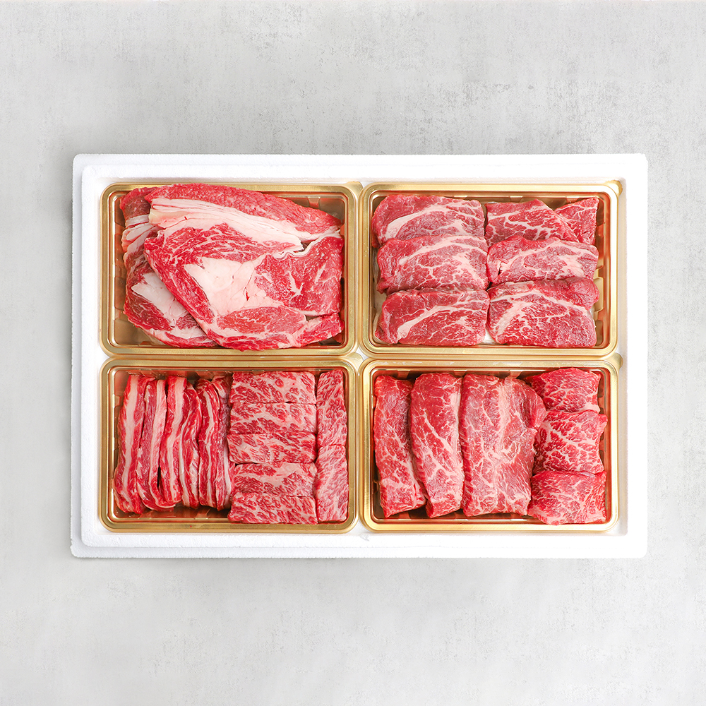 [선물세트] 1등급 소고기 (황제세트) - 국내산 1등급 소고기 선물세트 브론즈 1kg (등심200g2+국거리300g2)